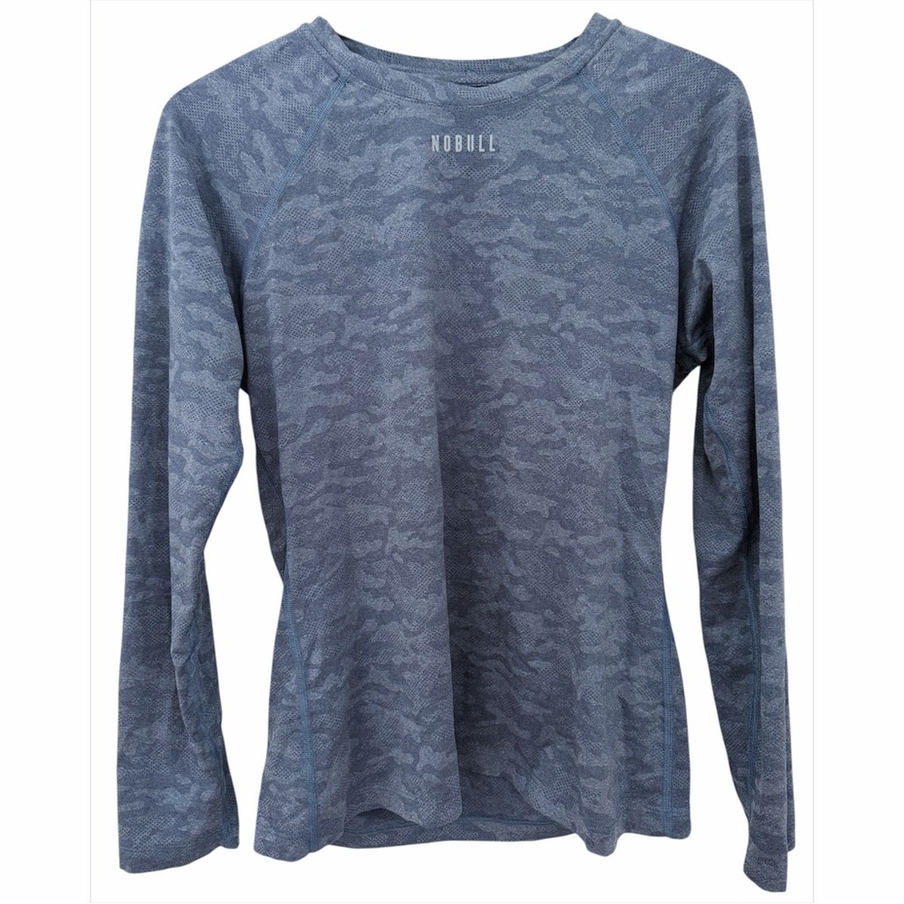 NOBULL Women's Lightweight Textured Long Sleeve CrossFit Tee Black Camo Medium